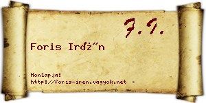 Foris Irén névjegykártya